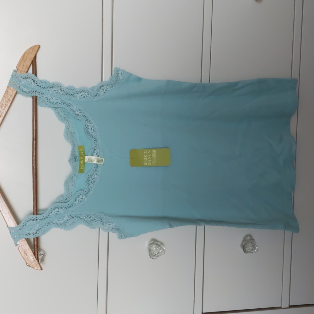 Sigrid Olsen NWT lace trim aqua tank top